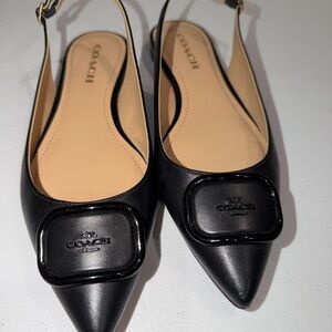 Coach Black Leather Slingback Flats